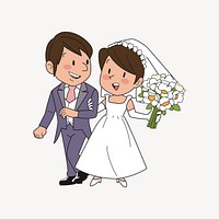 Groom and bride illustration. Free public domain CC0 image.