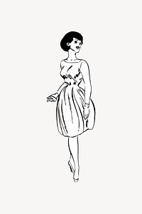 Vintage woman clip art vector. Free public domain CC0 image.