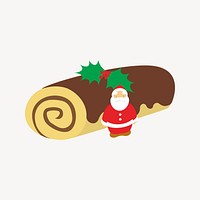 Christmas yule log cake illustration. Free public domain CC0 image.