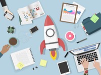 Startup business illustration, flat lay design