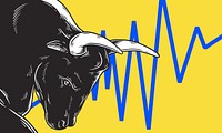 Bull market, yellow finance illustration