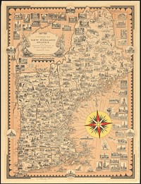             A pictorial map of the New England states U.S.A.          