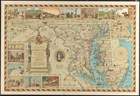             An historical and literary map of the Old Line State of Maryland : showing forth divers curious and notable facts relating to scenes, incidents and persons worthy to be recalled on the state's three hundredth anniversary          