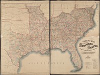             Lloyd's map of the Southern States, showing all the railroads, their stations & distances : also the counties, towns, villages, harbors, rivers, and forts          