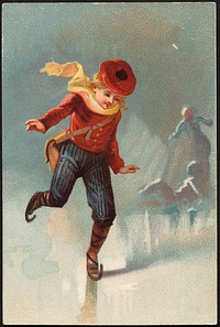             Child ice skating.          