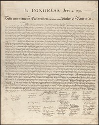             In Congress, July 4, 1776 : the unanimous declaration of the thirteen United States of America.          