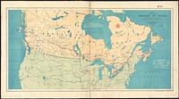             Map of part of the Dominion of Canada, shewing location of some of the principal products, also railway & water routes          