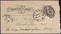             Louise Chandler Moulton autograph postcard to Thomas Wentworth Higginson, Boston, 10 March 1884          