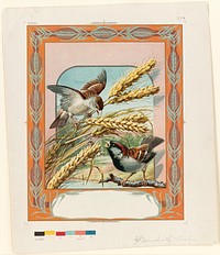             Motif with birds and wheat          