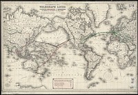             Map showing the telegraph lines in operation, under contract, and contemplated, to complete the circuit of the globe          