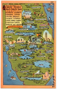             Map of colorful attractions of Florida          