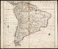             South America divided into its IIII principall parts : I Spanish part: vizt. Firmland, Guiana, Peru, Chili, pt of the country of Amazones, & Paraguay: III English pt vizt Magellanick-land & pt of Firmland: IIII Dutch pt vizt pt of Firmland & ye isles          