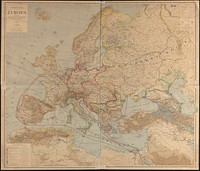             Verkehrs-karte von Europa : übersichts grösserer eisenbahnverbindungen, telegraphen und überseeischer dampfschiffahrt          