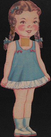             Paper doll of young girl with braids          