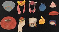             Accessories for paper doll of blonde woman with hands out          