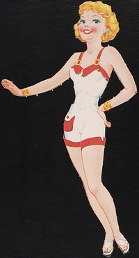             Babs paper doll with one hand out          