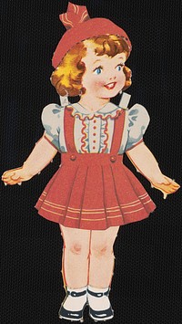             Betty paper doll in outfits with head turned to the right          