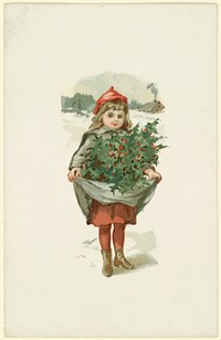             Little girl with holly          