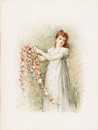             Woman with garland of roses          