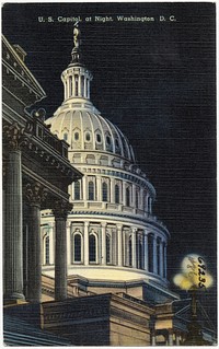             U. S. Capitol, at night, Washington, D. C.          