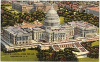             The U. S. Capitol, from the air, Washington, D. C.          