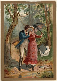             Young couple in the woods          