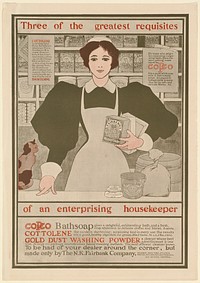             Three of the greatest requisites of an enterprising housekeeper - Copco, Cottolene, Gold Dust washing powder          