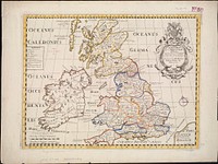             A new map of the Brittish Isles shewing their antient people, cities, and towns of note, in the time of the Romans : dedicated to His Highness William, Duke of Glocester          