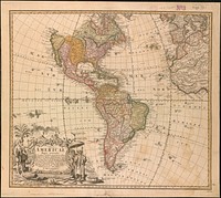             Americae mappa generalis : secundum legitimas projectionis stereographicae regulas relationesque recentissimas et observationes sociorum Acad. reg. sc. quae Parisiis est aliorumque auctorum nec non secundum mentem D.I.M. Hasii, M.P.P. in partes suas methodicas divisa          