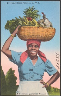            Greetings from Jamaica, B.W.I. A beautiful Jamaican peasant girl          