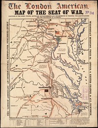             Map of the seat of war, positions of the rebel forces, batteries, entrenchments, and encampments in Virginia-the fortifications for the protection of Richmond          