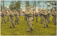            Bayonet drill at Fort Bragg, N. C.          