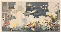 Panic in the City Streets during the Bombardment of Port Arthur by Kobayashi Kiyochika