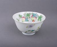 Bowl with Design of Bitter Melon Vine, Bamboo, and Butterflies