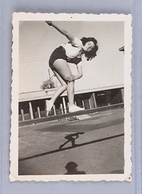 Untitled (Woman Bending on a Beam with Shadow Below)