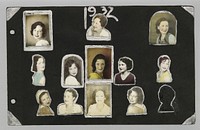 Untitled (album page of hand colored portraits)