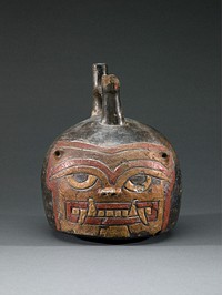 Double Spout and Bridge Vessel with Incised Feline Face