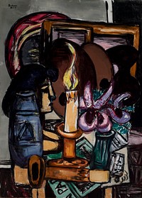Still Life with Two Large Candles by Max Beckmann