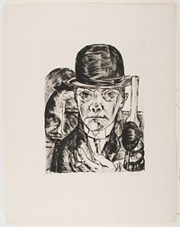 Self-Portrait in Bowler Hat by Max Beckmann