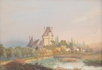 Landscape with a castle above a lake, Karol Marko St