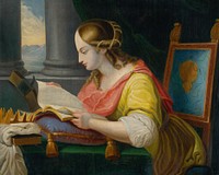 Seated saint catherine studying