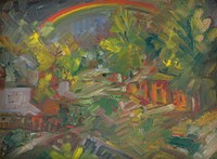 Rainbow over a village by Arnold Peter Weisz Kubínčan