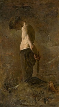 Kneeling convict by László Mednyánszky