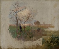 Autumn in an orchard by László Mednyánszky