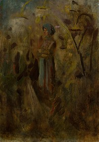 Girl on a field by László Mednyánszky