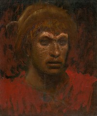 Head of a rebel dressed in red by László Mednyánszky