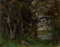 Early evening motif in a park in strážky by László Mednyánszky