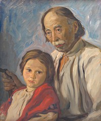 Old man with a granddaughter by Štefan Polkoráb