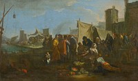 Market scene in a port, Dirck Helmbreeker