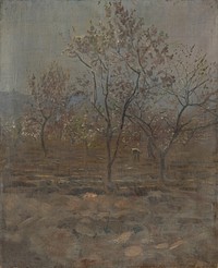 Trees in blossom by László Mednyánszky